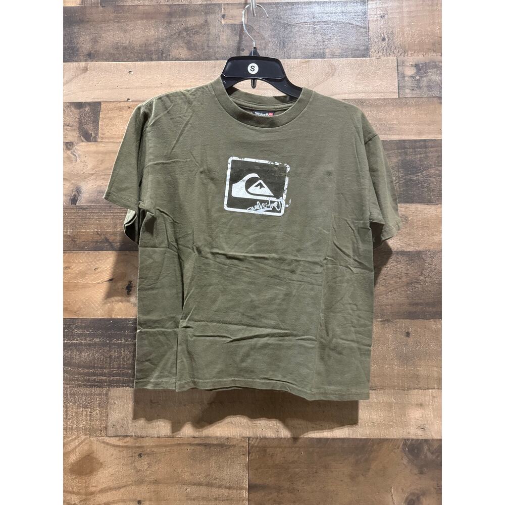 Vintage 90s Quiksilver Kids T-Shirt – XL – Army Green – Used